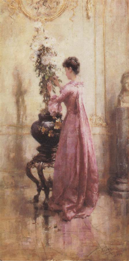 Eugene Joors Woman with Chrysanthemums